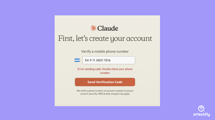 Claude ‘Error Sending Code. Double Check Your Phone Number.'